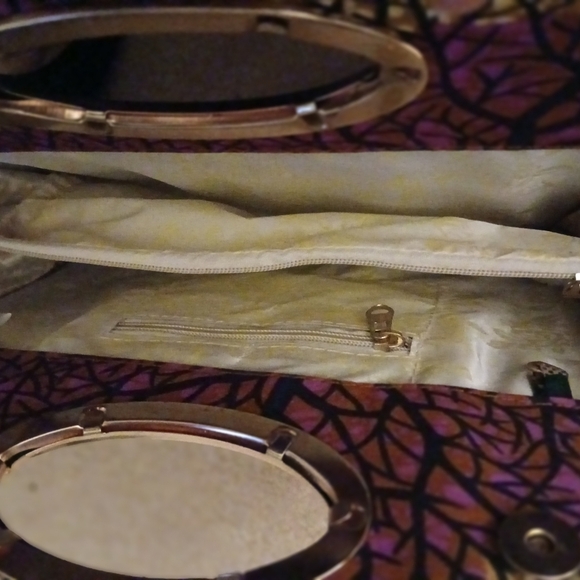 PK Garments Purse Pocketbook Women's Clutch . Gold handle, Purple black. FL - Picture 3 of 5